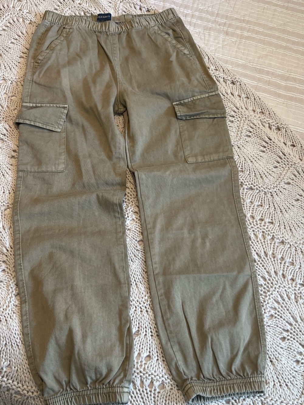 Girls Olive Cargo Jogger Pants